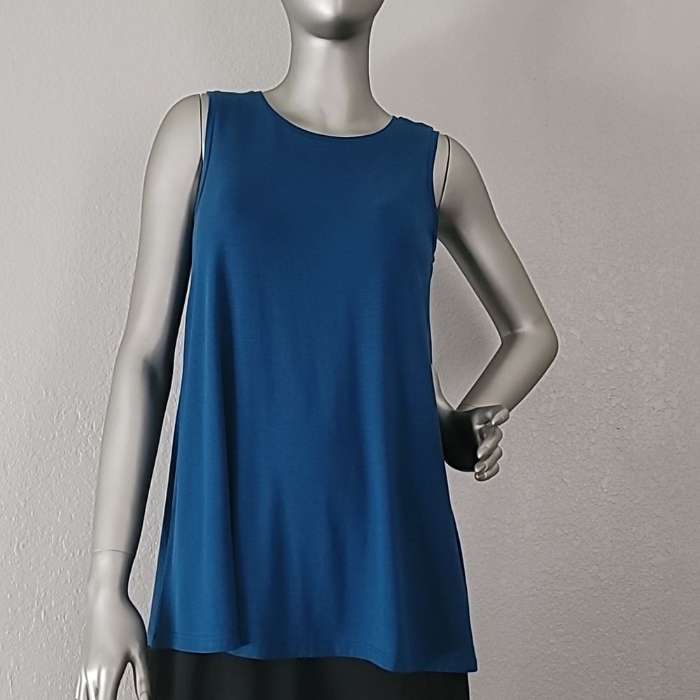 Eileen Fisher Stretch Jersey Knit Crew Neck Casual Long Tank XXS
